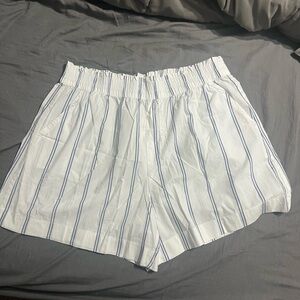 Aerie High Waist White and Blue Shorts